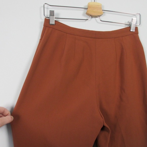 Aritzia Babaton Pants Women 6 Orange Flat Front High Rise Minimalist Flare 362 - Picture 4 of 11